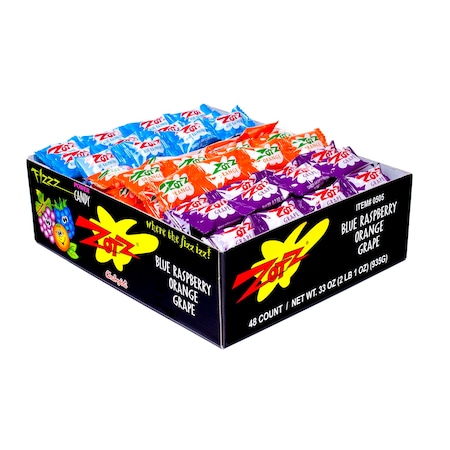 Zotz Zotz Fizz Power Candy Strings - Blue Raspberry Orange Grape, PK576 0505
